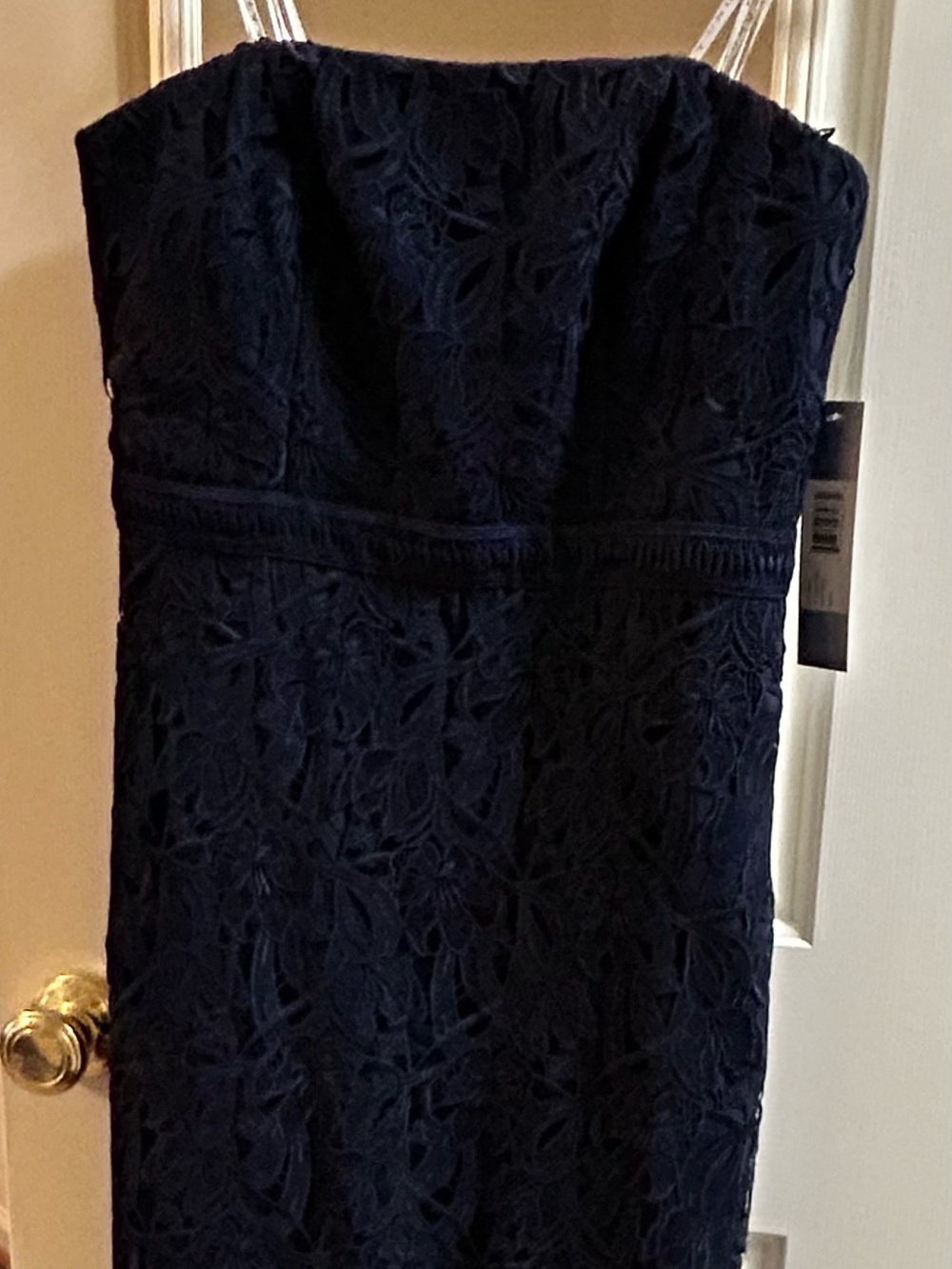 Kay Unger Strapless Navy Lace Cocktail Dress